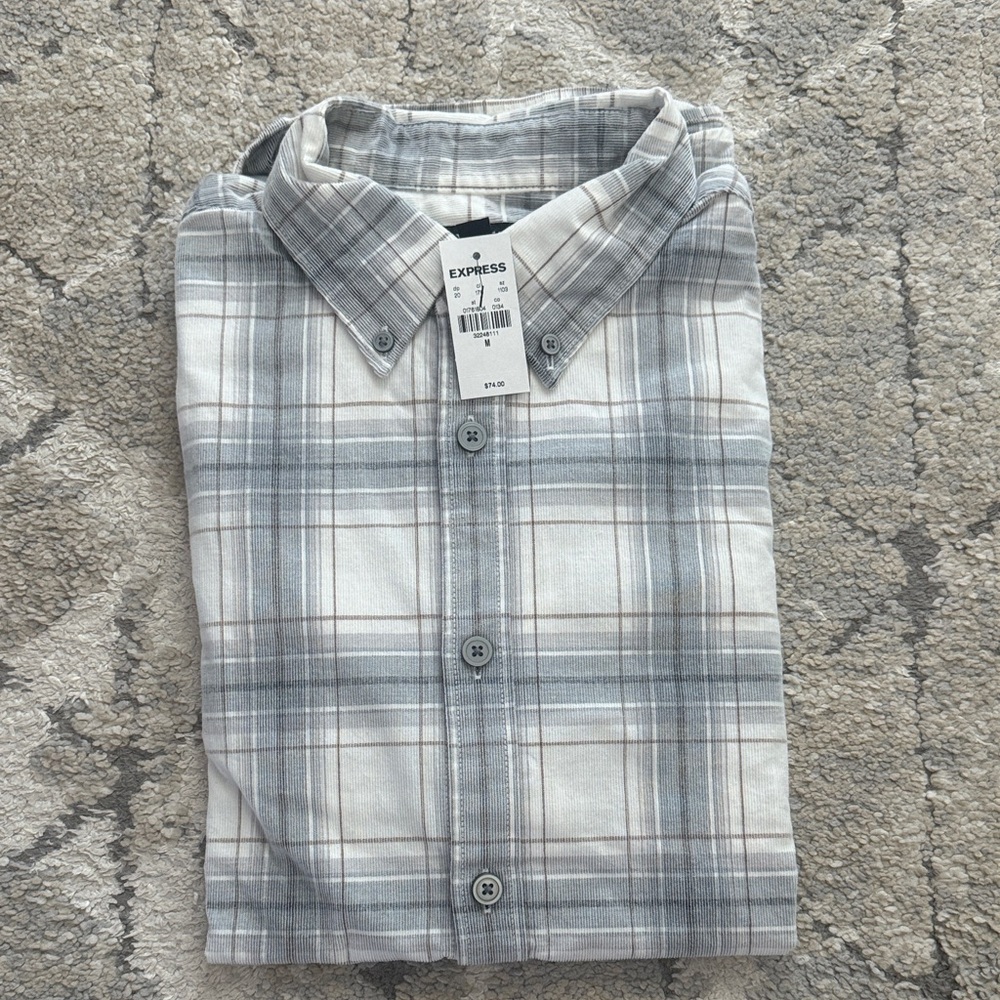 Men’s Express plaid button-down shirt